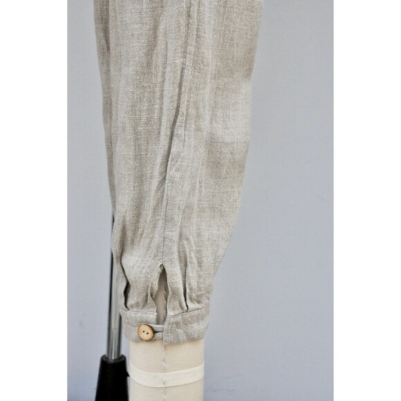 Vintage Beige Linen Ankle Pants - High Waisted Pants - Tapered Pants XXS XS - Picture 3 of 10